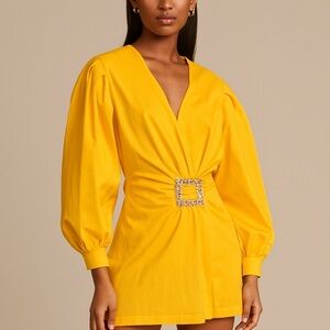 Moschino Couture Yellow Buckle Embellished Knit Wrap Tunic Size 12 Quiet Luxury